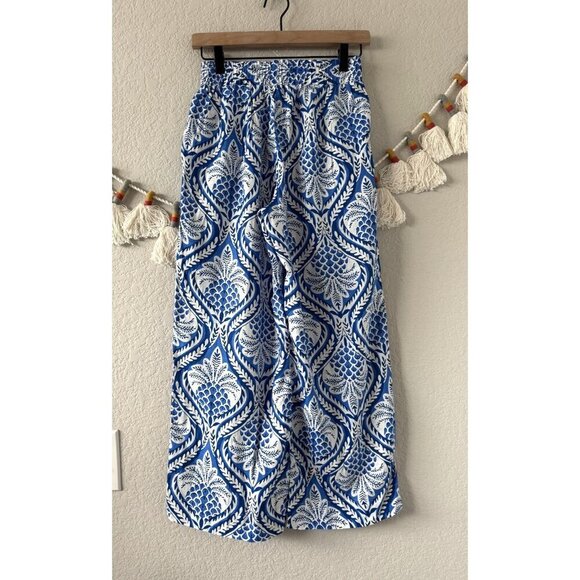 Panama Jack Linen Blend Pineapple Floral Wide Leg Pull On Pant Tropical Coastal - Picture 2 of 8